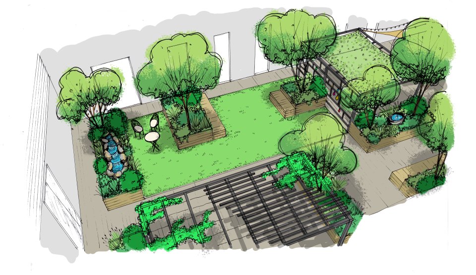 Croquis du projet de jardin thérapeutique