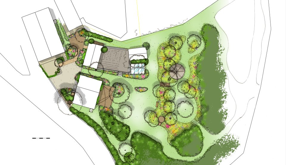 plan de conception d'un jardin champêtre