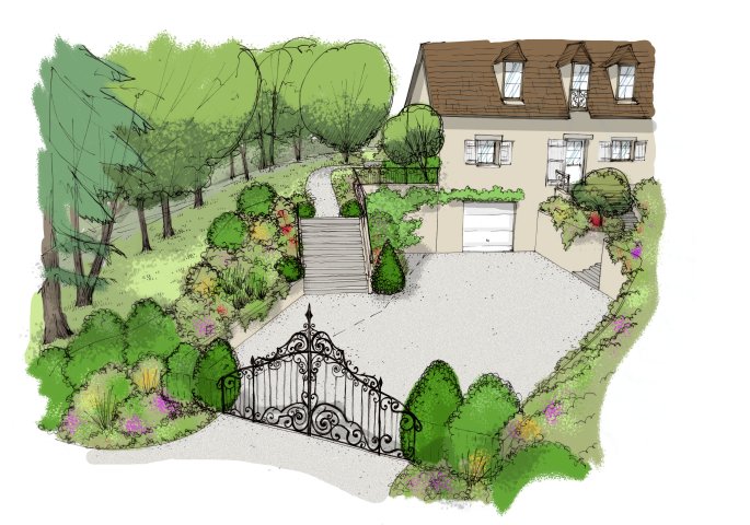 Aménagement de l'entrée d'une maison de campagne