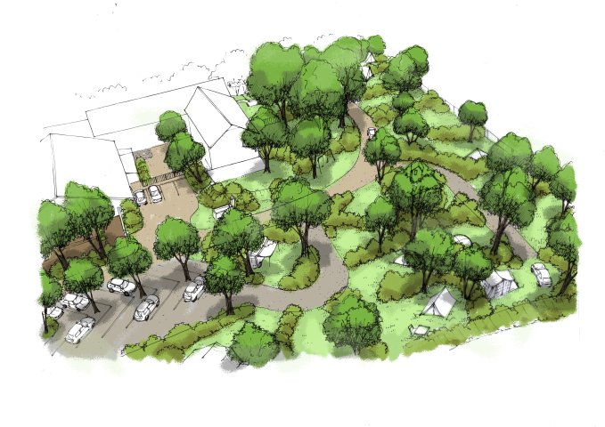 Perspective du projet d'aménagement d'un camping nature