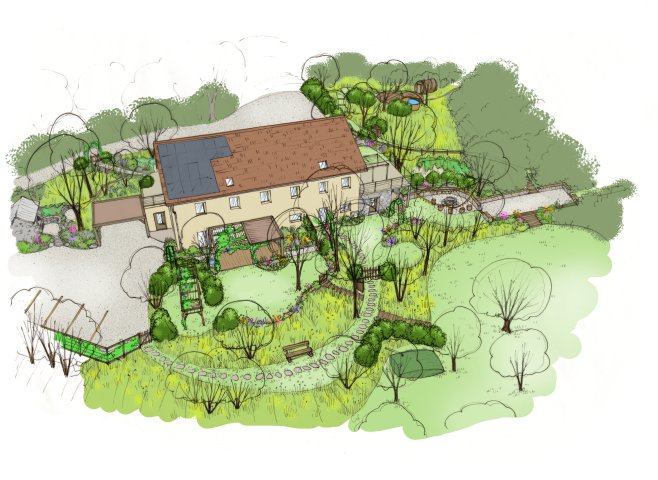 Dessin d'un jardin pour un gîte à Gap