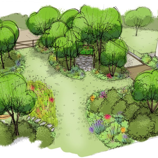 Dessin d'un projet de jardin à Gap