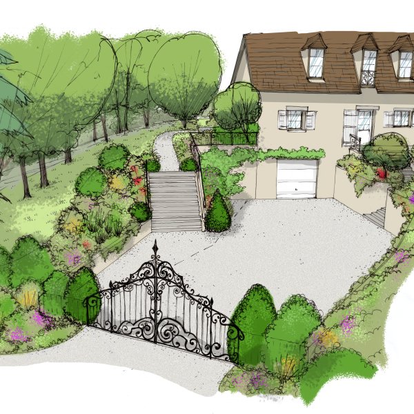 Aménagement de l'entrée d'une maison de campagne