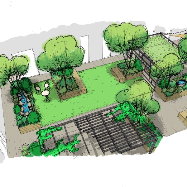 Croquis du projet de jardin thérapeutique